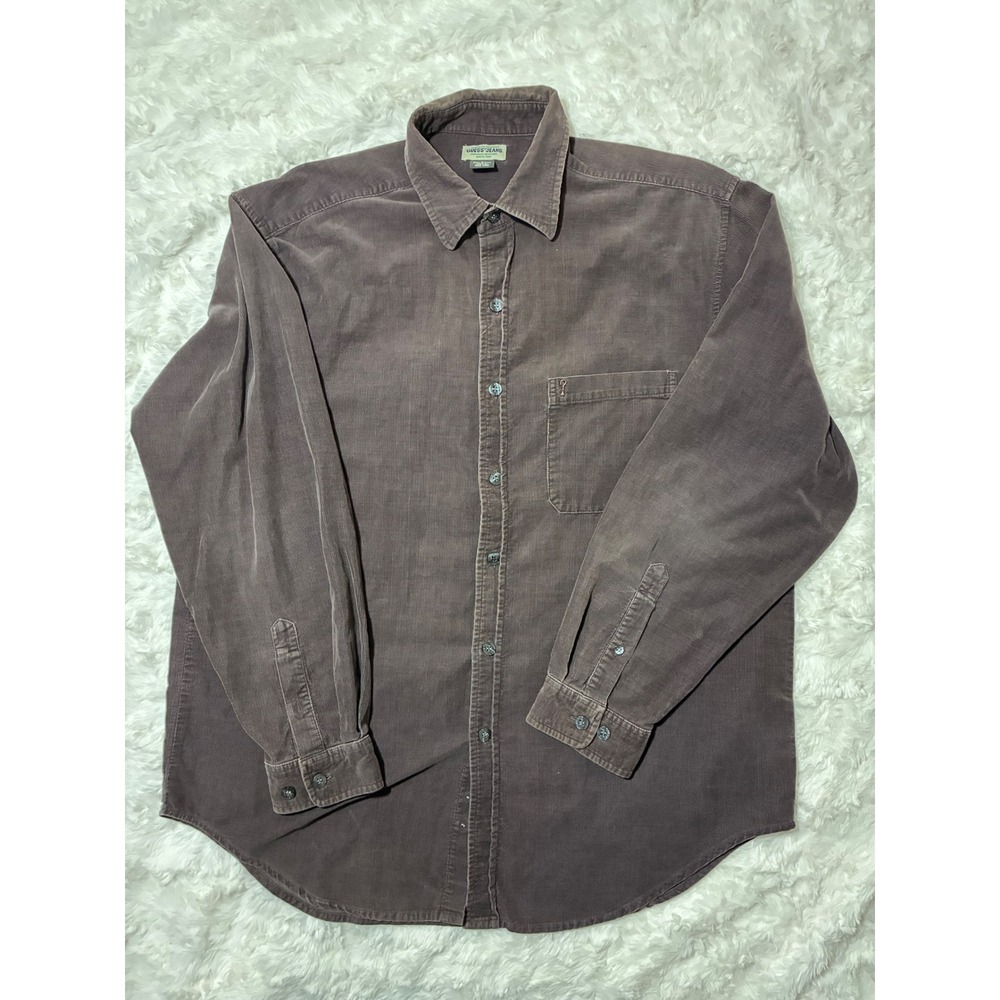 Y2K Vintage Guess Jeans Corduroy Button Down Purple Mens Large